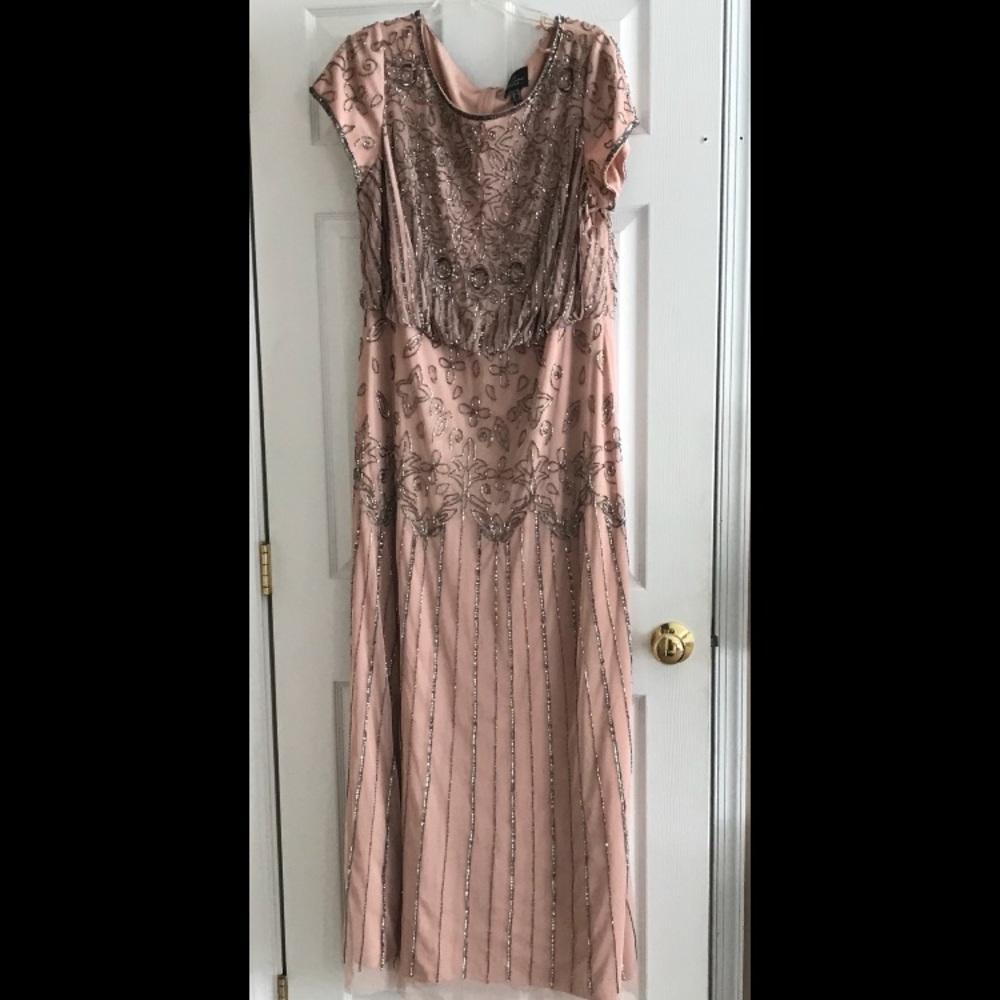 Adrianna Papell blush beaded gown